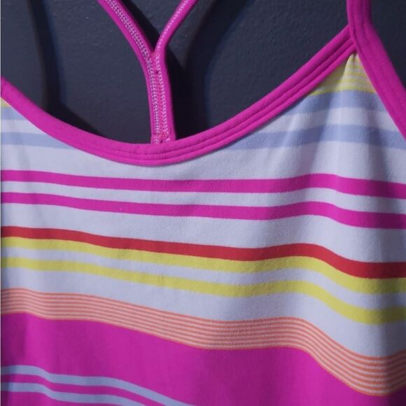 Lululemon Striped Pink Multicolor Y Back Women's Tank Top - Picture 4 of 4